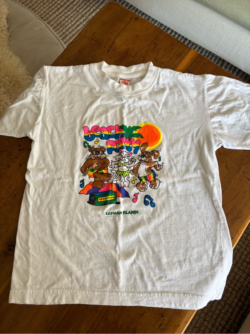 Vintage Kids White 'Beach Party' Graphic Tee - Cayman Islands